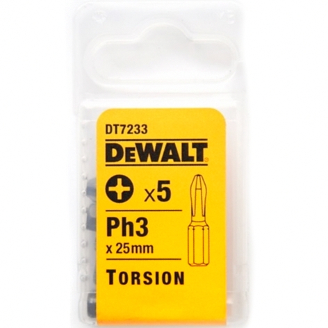 Насадка крестовая, PH3, 25 мм, C-form, 5 шт, Torsion DeWalt DT7233