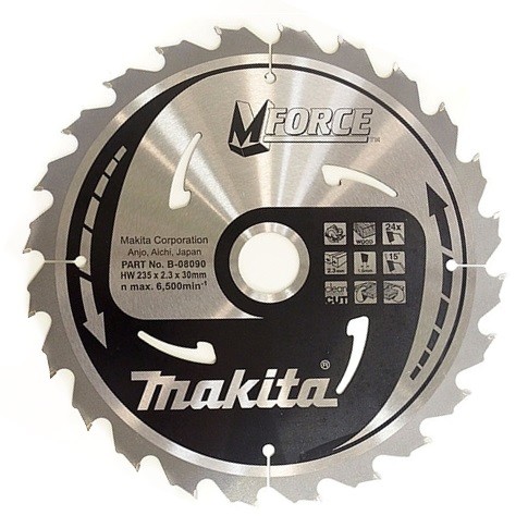 Диск пильный для дерева, 235x2.3x30, 24T, M-Force Makita B-08090