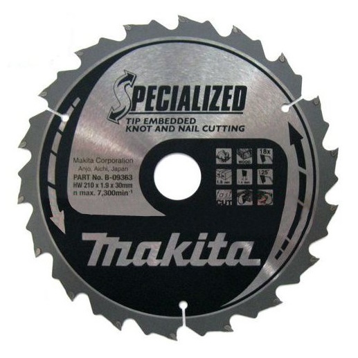 Диск для дерева с гвоздями 210х1.9х30, 18T, ATB Makita B-09363