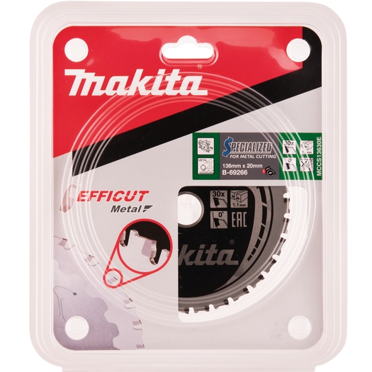 Диск по металлу EFFICUT, 136х1.1х20 мм, 30T, 0G Makita B-69266