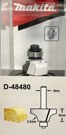 Кромочная калевочная фреза 2.3R, 17.3х8, S8, 2T Makita D-48480