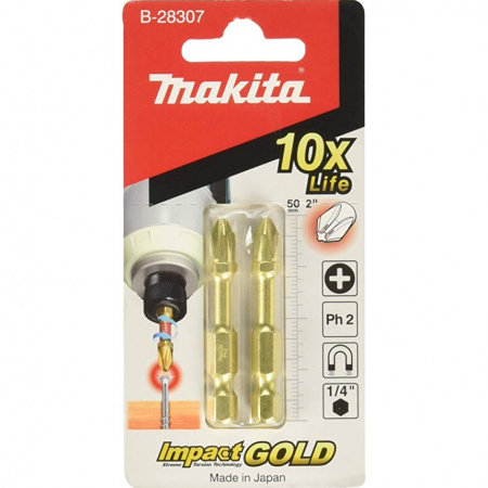 Насадка Impact Gold Grip wood PH2, 50 мм, E-form (MZ), 2 шт Makita B-28307