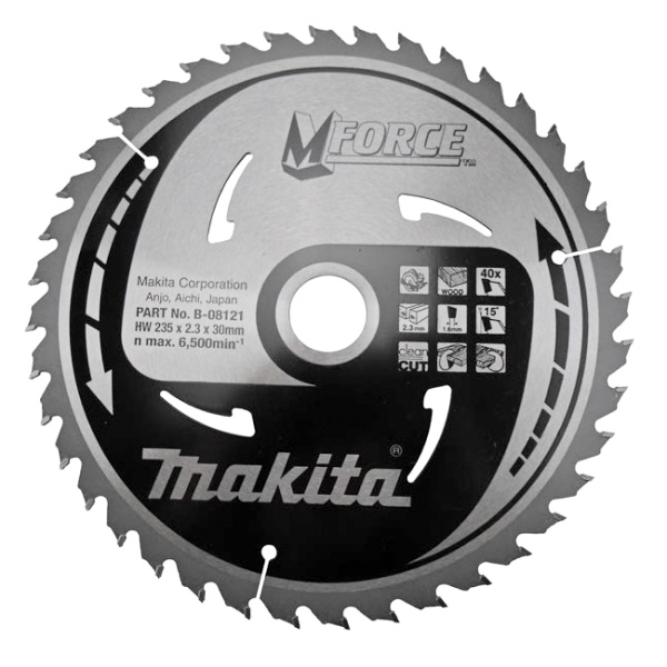 Диск пильный для дерева, M-Force, 235х2.3х30/20/15.88, 40T, ATB Makita B-08121