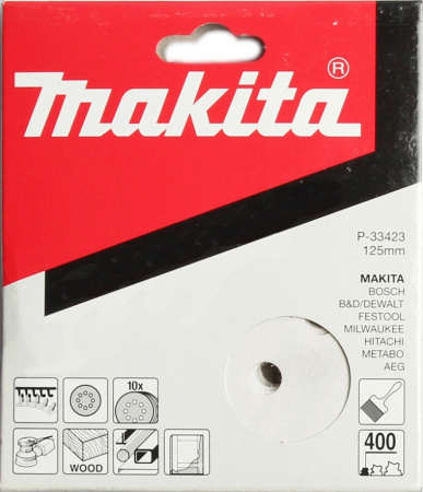 Диск шлифовальный 8 отверстий белый 125 мм, K400, 10 шт. Makita P-33423