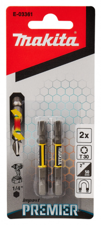 Насадка Impact Premier T30, 50 мм, E-form (MZ), 2 шт. Makita E-03361