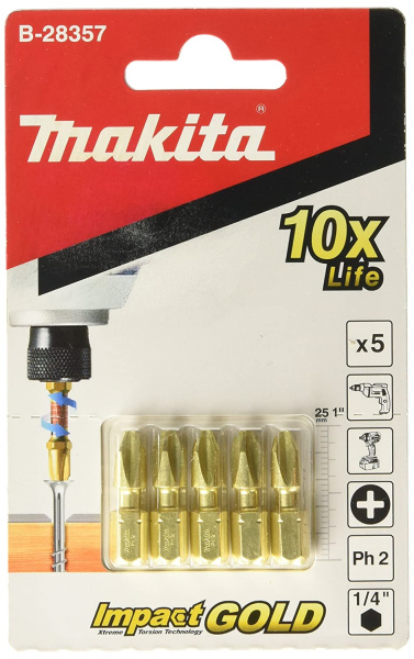Насадка Impact Gold PH2, 25 мм, C-form, 5 шт Makita B-28357