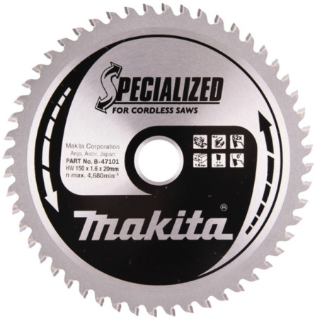 Пильный диск для алюминия 150x1.6x20 мм, 52T Makita B-47101
