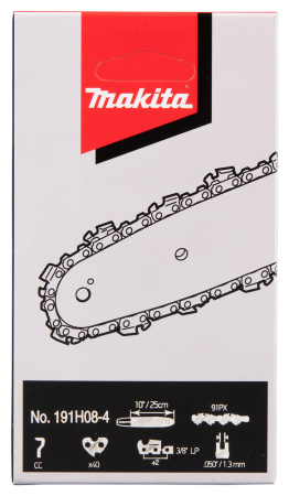 Цепь, длина 25 см/10, шаг 3/8, паз 1.3 мм, 40 звеньев, 91PX Makita 191H08-4
