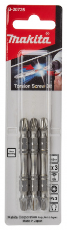 Насадка двусторонняя Silver Torsion, PZ3, 65 мм, E-form (MZ), 3 шт Makita B-20725