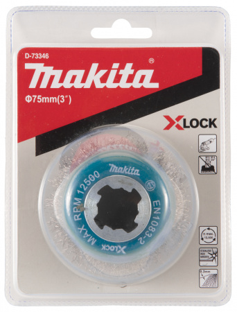 Щетка проволочная чашечная X-lock (d75 мм, толщ. проволоки 0,3 мм, гофрированная) Makita D-73346