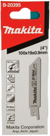 Сабельное полотно для металла BiM 100x19x0.9 мм, 24TPI, 5 шт Makita B-20395