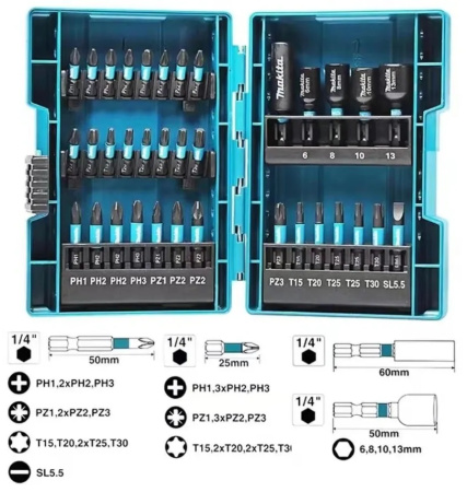 Набор насадок IMPACT BLACK, 35 шт. Makita E-06638