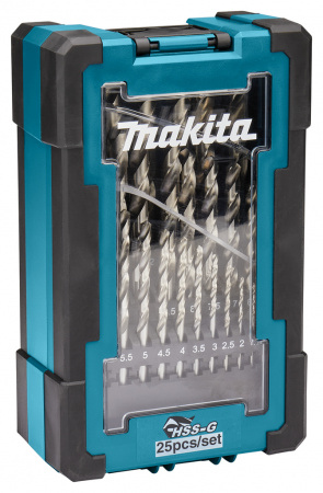Набор сверл по металлу HSS-G (1-13 мм,  шаг 0.5 мм) 25 шт Makita D-67555