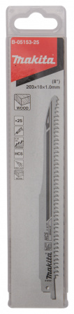 Сабельное полотно для дерева HCS 203x18x1.0 мм, 6-10TPI, 25 шт Makita B-05153-25