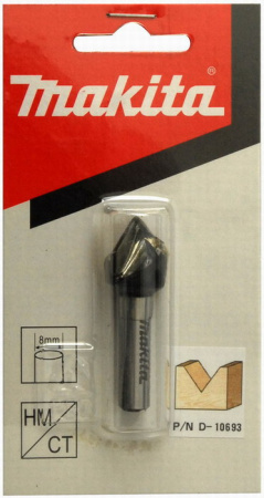 Фреза пазовая V-образная 90° 15.9х12.7, S8, 2T Makita D-10693