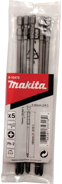 Насадка PH2, 182 мм, E-form, 5 шт Makita B-10475