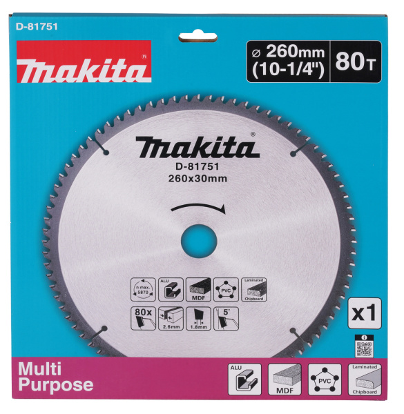 Диск универсальный TCG, 260x30x2.6, 80T, 5G Makita D-81751