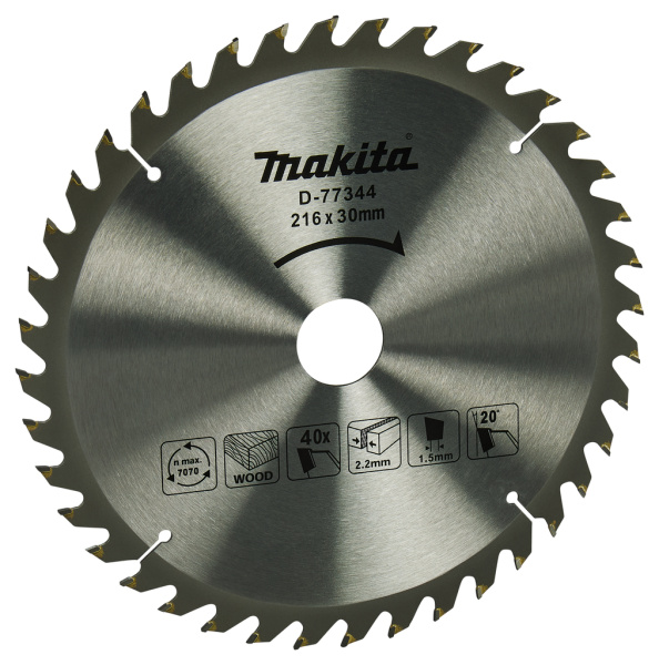 Пильный диск для дерева 216x30x2.2, 40T Makita D-77344