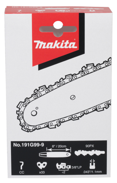 Цепь, длина 20 см/8, шаг 3/8, паз 1.1 мм, звеньев 33, 90PX Makita 191G99-9