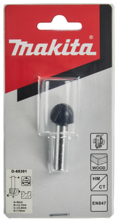 Фреза пазовая галтельная 7.9R, 15.8х12.7, S8, 2T Makita D-68301