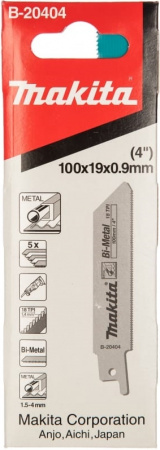 Сабельное полотно для нержавеющей стали BiM 100x19x0.9 мм, 18TPI, 5 шт Makita B-20404
