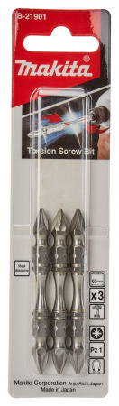Насадка двусторонняя Silver Torsion, PZ1, 65 мм, E-form (MZ), 3 шт Makita B-21901