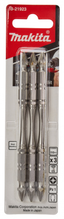 Насадка двусторонняя Silver Torsion, PZ1, 110 мм, E-form (MZ), 3 шт Makita B-21923