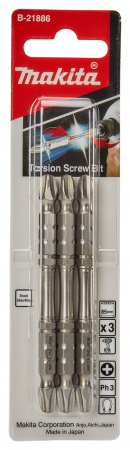 Насадка двусторонняя Silver Torsion PH3, 85 мм, E-form (MZ), 3 шт Makita B-21886