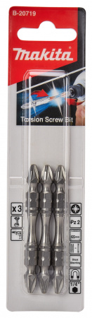 Насадка двусторонняя Silver Torsion, PZ2, 65 мм, E-form (MZ), 3 шт Makita B-20719