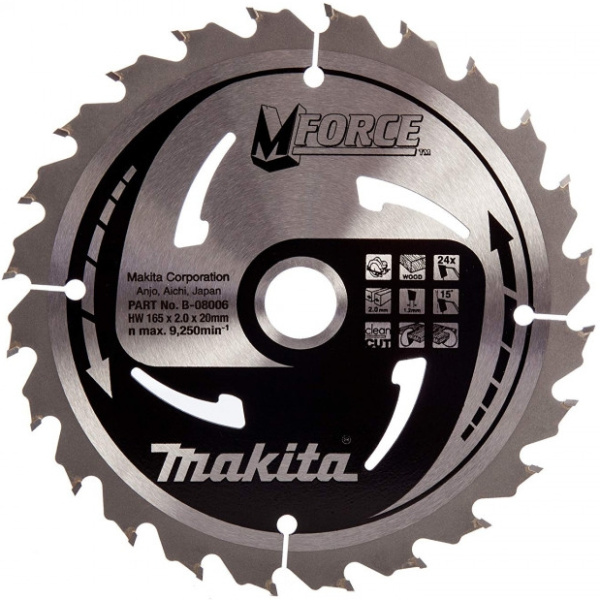 Диск для дерева M-Force 165х2.0х20, 24T Makita B-08006