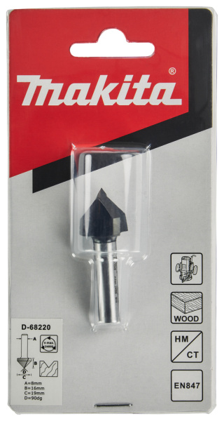 Фреза  для V-образного паза 19,05х15,9х8х32х2Т Makita D-68220