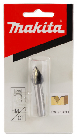 Фреза пазовая V-образная 60° 12.7х15.9, S8, 2T Makita D-10752