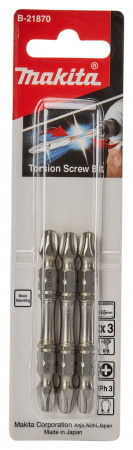 Насадка двусторонняя Silver Torsion, PH3, 65 мм, E-form (MZ), 3 шт Makita B-21870