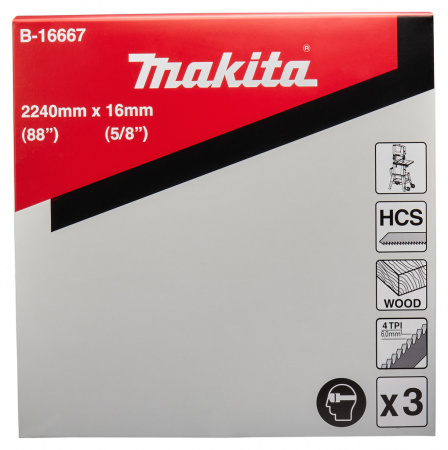 Ленточное полотно HCS по дереву 2240х0.5х16 мм, 4TPI, 3 шт Makita B-16667