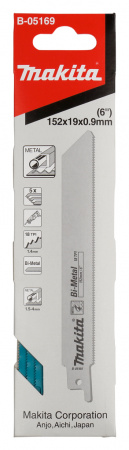 Сабельное полотно для нержавеющей стали BiM 152x19x0.9 мм, 18TPI, 5 шт Makita B-05169