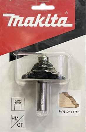 Кромочная калевочная фреза 6.35R, 57.15х22.2, S12, 2T Makita D-11798