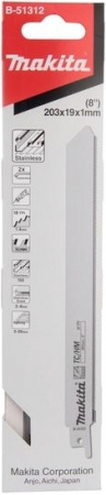 Сабельное полотно для нержавеющей стали TC/HM, 203x19x1.0, 18TPI, 2 шт Makita B-51312