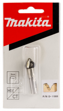 Фреза пазовая фасонная 2.38R, 12.7х9.5, S8, 2T Makita D-11069