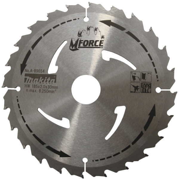 Диск для дерева M-Force, 185х2.0х30, 24T Makita A-89654