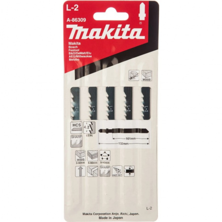 Лобзиковая пилка для дерева, 101 мм, L-2, 5 шт. Makita A-86309