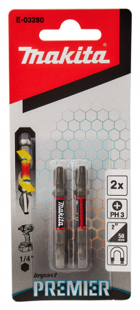 Насадка Impact Premier PH3, 50 мм, E-form (MZ), 2 шт. Makita E-03280